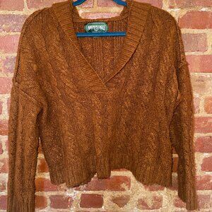 Cropped Brown Sweater Hoodie